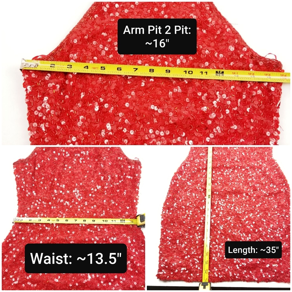 SOLD Vintage Red Oleg Cassini Black Tie Dress - Picture 8 of 8